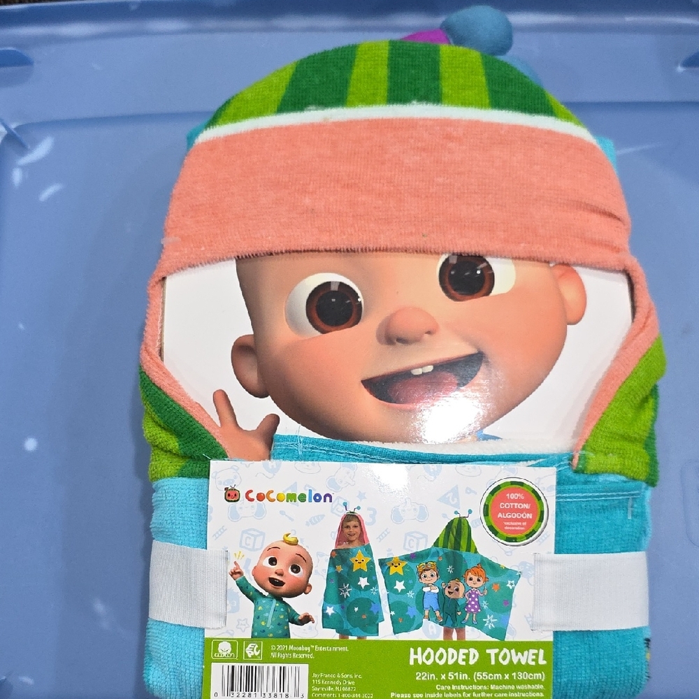 Cocomelon Striped Hooded Towel for Kids